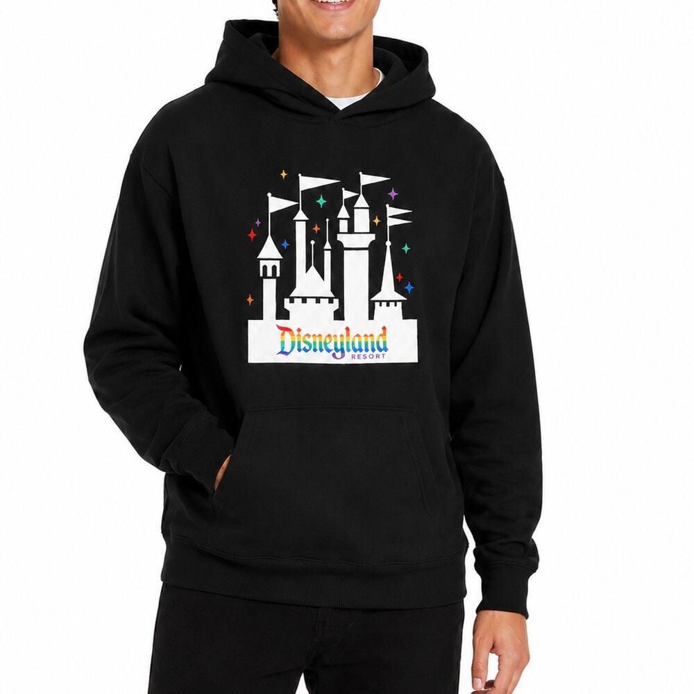 NWT Disney Pride Collection Disneyland Resort Castle Hoodie Black Unisex Size L